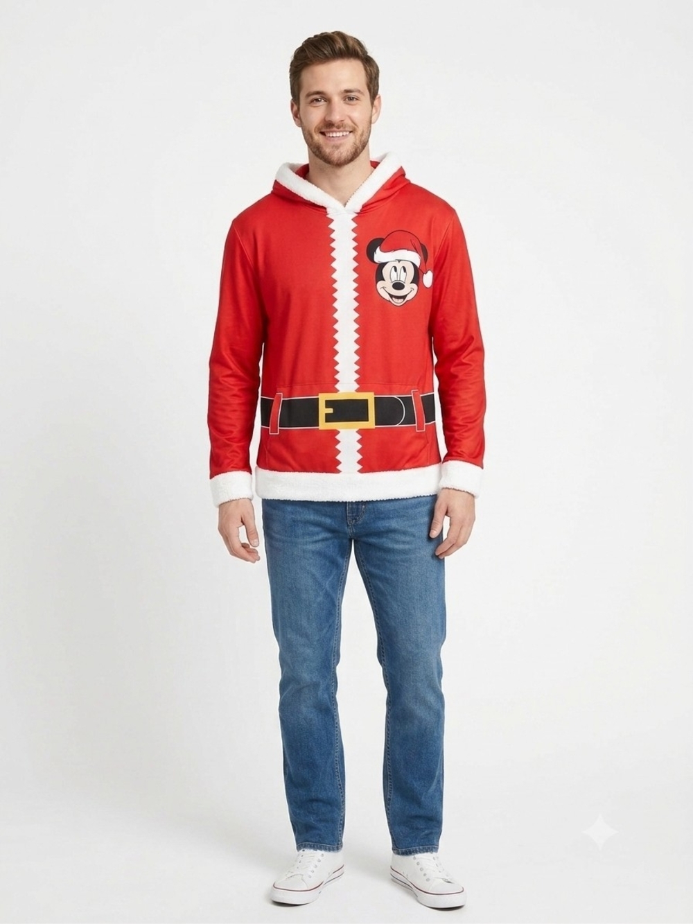 Disney Pat Pat Red Mickey Santa Hoodie Size Large NWT